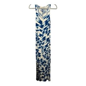 LOFT Blue & White Print Racerback Maxi Dress XS